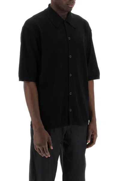 Shop Lemaire Short-sleeved Knit Shirt For In Nero