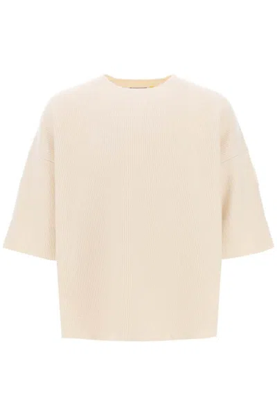 Shop Moncler Genius Short-sleeved Wool Sweater In Bianco