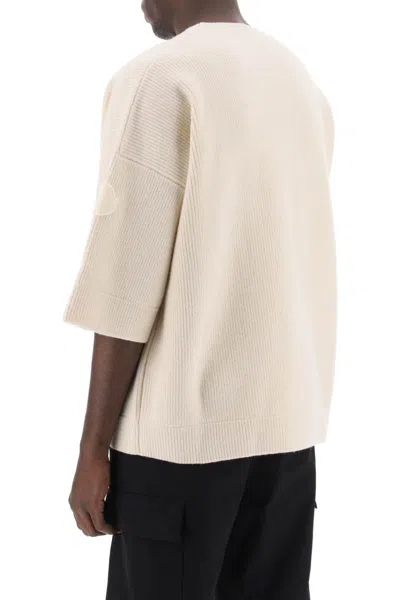 Shop Moncler Genius Short-sleeved Wool Sweater In Bianco