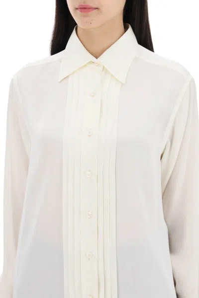 Shop Tom Ford Silk Charmeuse Blouse Shirt In Bianco