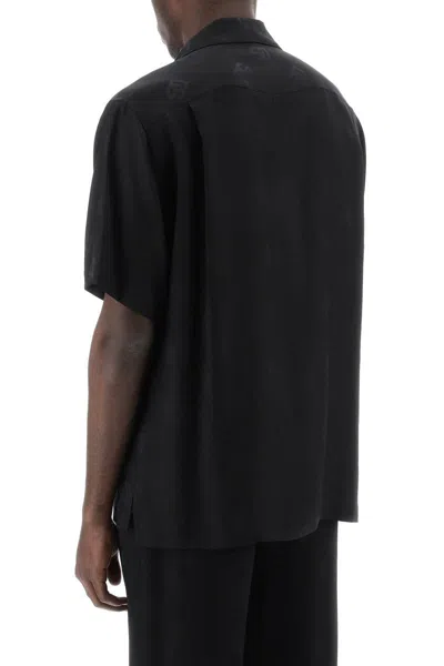 Shop Dolce & Gabbana Silk Jacquard Bowling Shirt In Nero