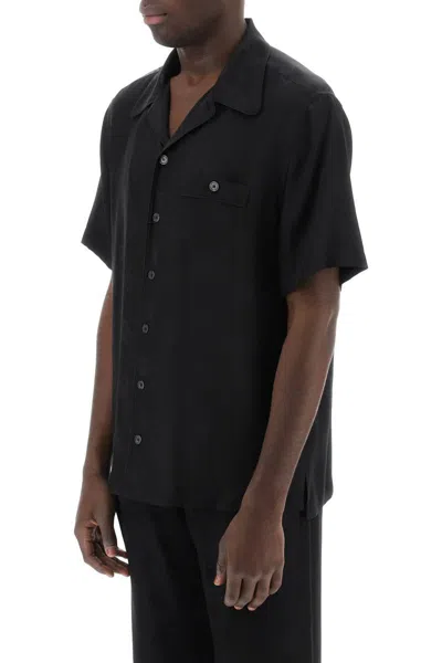 Shop Dolce & Gabbana Silk Jacquard Bowling Shirt In Nero