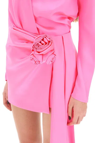 Shop Magda Butrym Silk Satin Mini Skirt In Fuxia