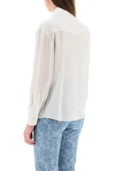 Shop Alessandra Rich Silk Shirt In Bianco