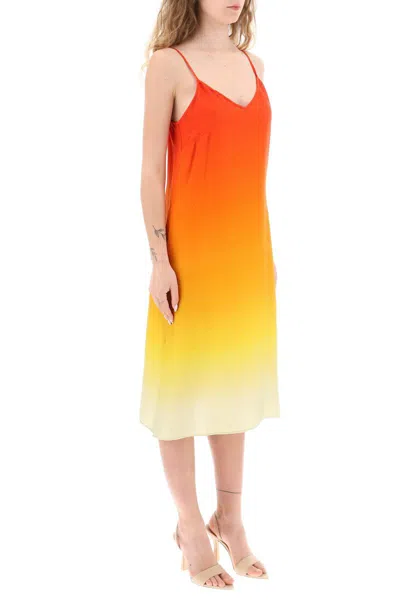 Shop Casablanca Silk Satin Slip Dress With Gradient Effect In Arancio