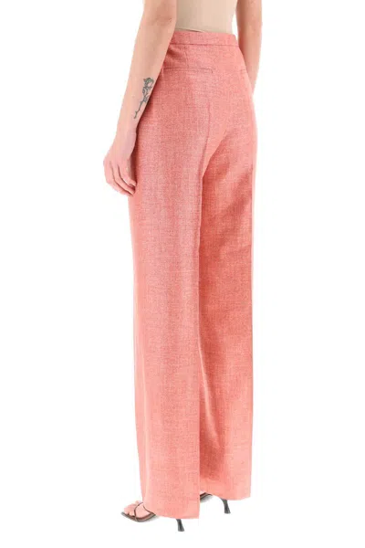 Shop Agnona Silk, Wool And Linen Trousers In Rosa