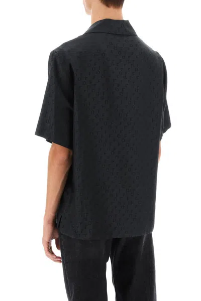 Shop Off-white Silk-cotton Short Sleeve Shirt In Nero