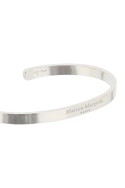 Shop Maison Margiela Silver Cuff Bracelet In Argento