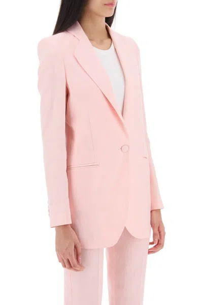 Shop Hebe Studio Single-breasted Blazer In Linen In Rosa