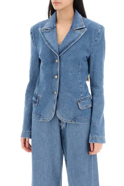 Shop Magda Butrym Single-breasted Jacket In Denim In Blu