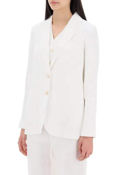 Shop Polo Ralph Lauren Single-breasted Linen Jacket In Bianco