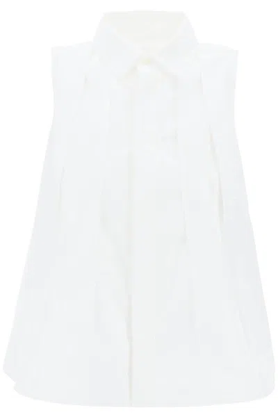 Shop Sacai Sleeveless Pleated Pop In Bianco