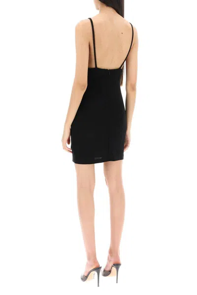 Shop Dsquared2 Sleeveless Mini Dress With Draped Neckline In Nero