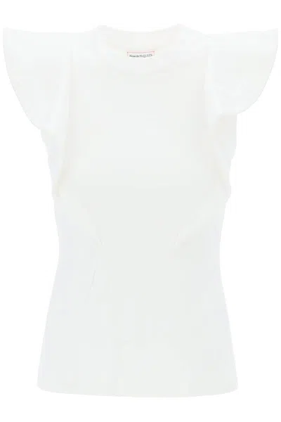 Shop Alexander Mcqueen Sleeveless T-shirt In Bianco