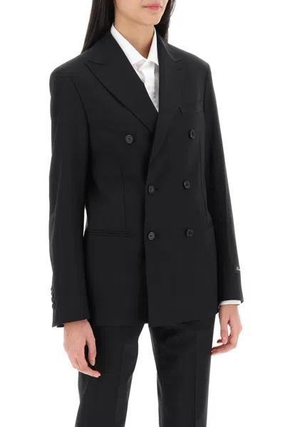 Shop Homme Girls Slim Fit Double-breasted Blazer In Nero