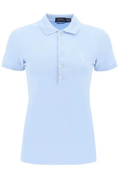 Shop Polo Ralph Lauren Slim Fit Five Button Polo Shirt In Celeste