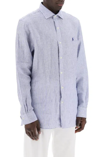 Shop Polo Ralph Lauren Slim Fit Linen Shirt In Bianco