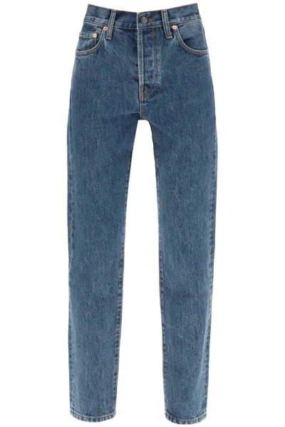 Shop Wardrobe.nyc Slim Jeans With Acid Wash In Blu