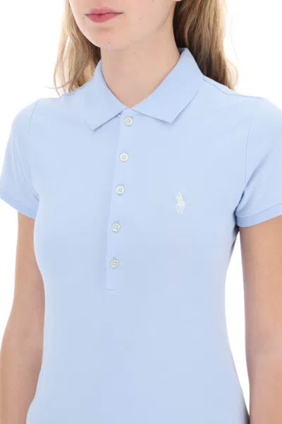 Shop Polo Ralph Lauren Slim Fit Five Button Polo Shirt In Celeste