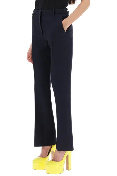 Shop Valentino Slim Pants In Crepe Couture In Blu