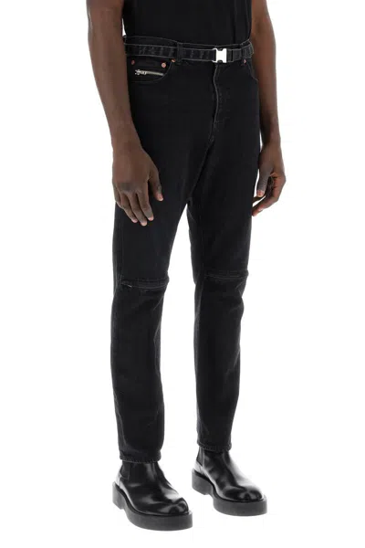 Shop Sacai Slim Jeans With Belt In Nero