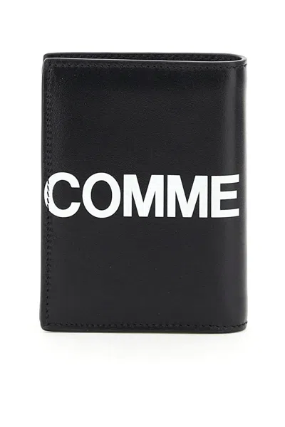 Shop Comme Des Garçons Small Bifold Wallet With Huge Logo In Nero