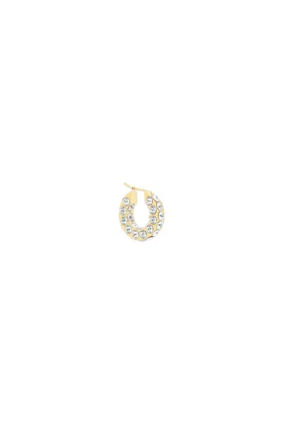 Shop Amina Muaddi Small Jahleel Hoop Earrings With Crystals In Argento