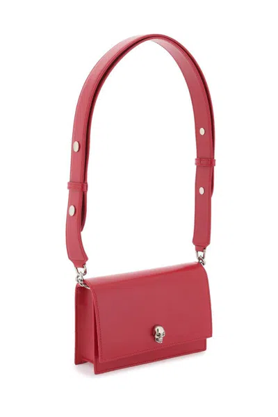 Shop Alexander Mcqueen Small Leather Skull Bag In Rosso