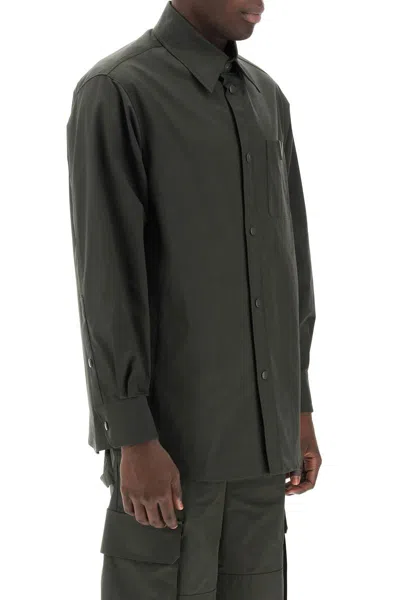 Shop Valentino Snap-up Overshirt In Stretch Nylon In Brown