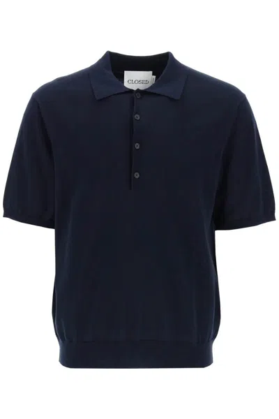 Shop Closed Soft Fine Knit Polo Shirt In Blu