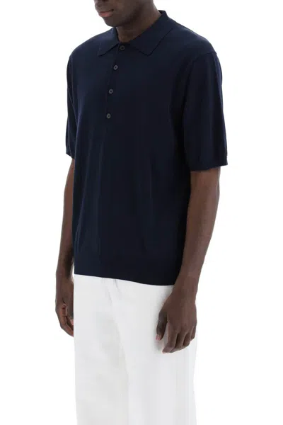 Shop Closed Soft Fine Knit Polo Shirt In Blu