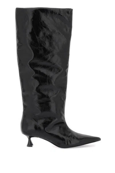 Shop Ganni Soft Slouchy High Boots In Nero