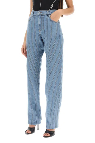 Shop Mugler Spiral Baggy Jeans In Blu
