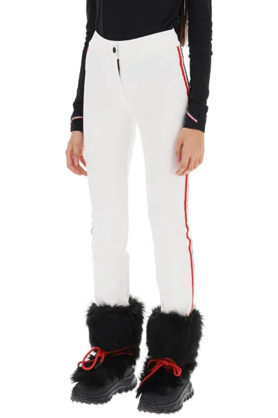 Shop Moncler Sporty Pants With Tricolor Bands In Bianco