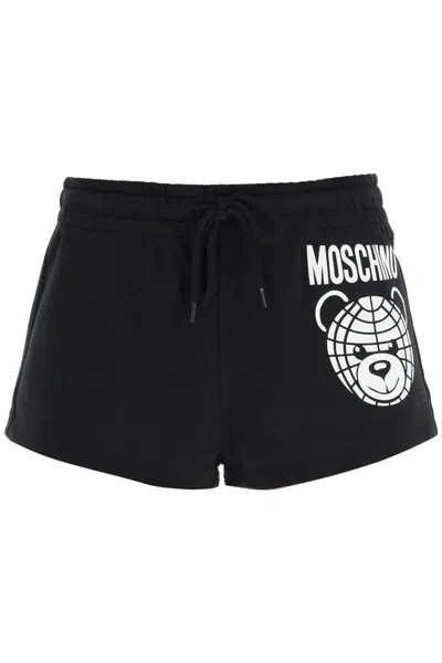 Shop Moschino Sporty Shorts With Teddy Print In Nero