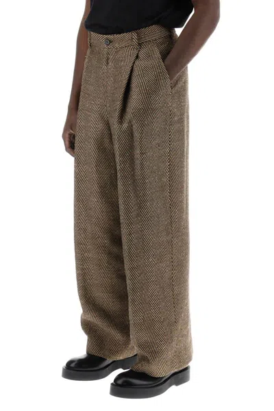 Shop Dries Van Noten Spotted Tweed Trousers For In Marrone