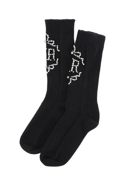 Shop Simone Rocha Sr Socks With Pearls And Crystals In Nero