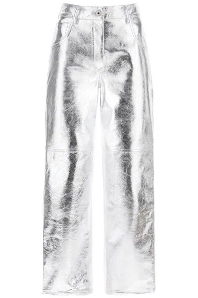 Shop Interior Sterling Pants In Laminated Leather In Argento