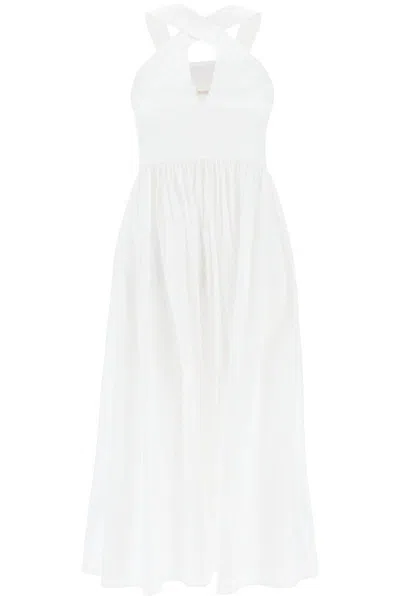 Shop Max Mara Stelvio Stretch Cotton Sundress With In Bianco