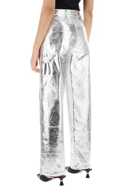 Shop Interior Sterling Pants In Laminated Leather In Argento