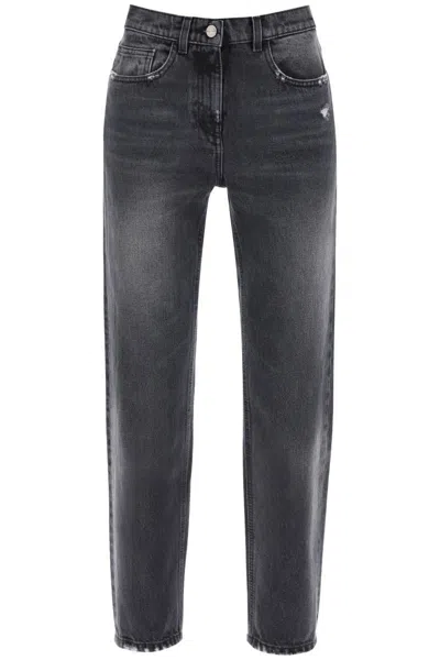 Shop Palm Angels Straight Cut Jeans In Grigio