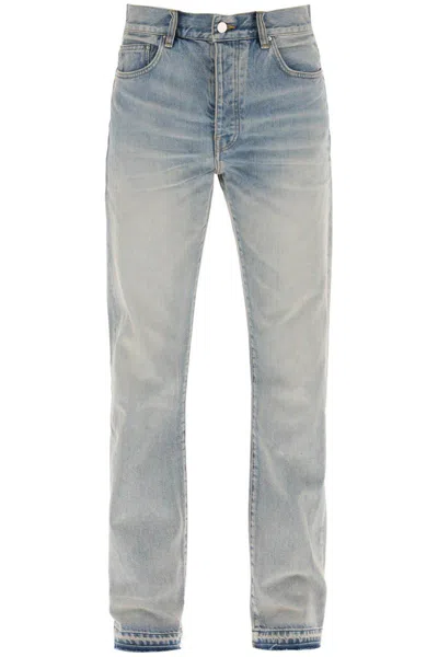 Shop Amiri Straight Cut Loose Jeans In Celeste