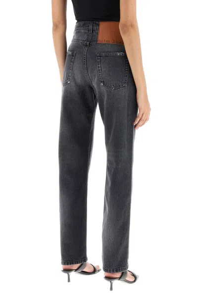 Shop Palm Angels Straight Cut Jeans In Grigio