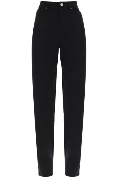 Shop Rotate Birger Christensen Straight Jeans With Cristal Fringes In Nero