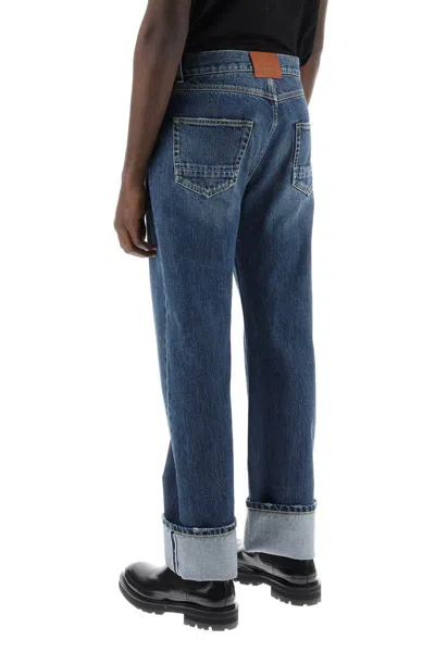 Shop Alexander Mcqueen Straight Fit Jeans In Selvedge Denim In Blu