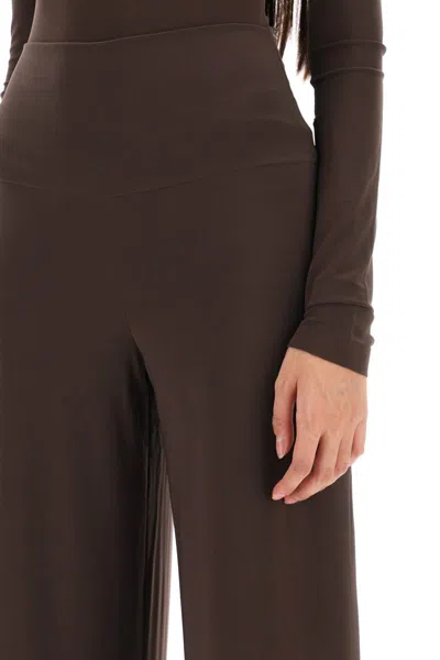 Shop Norma Kamali Straight Jersey Pants In Marrone