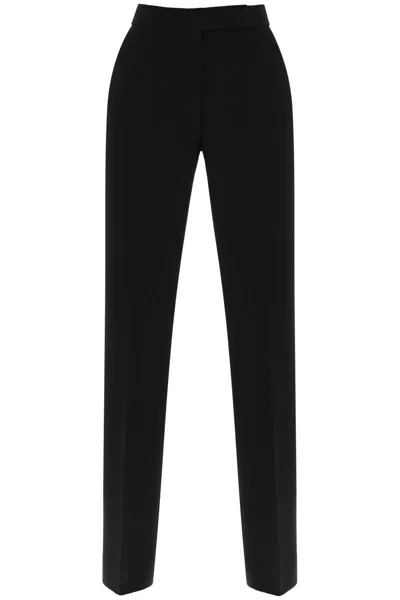 Shop Tory Burch Straight Leg Pants In Crepe Cady In Nero