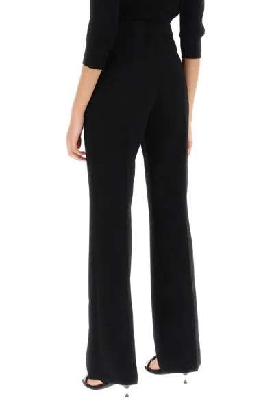 Shop Tory Burch Straight Leg Pants In Crepe Cady In Nero