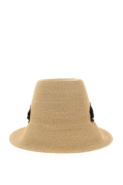 Shop Roger Vivier Straw Hat With Broche Vivier Buckle In Beige