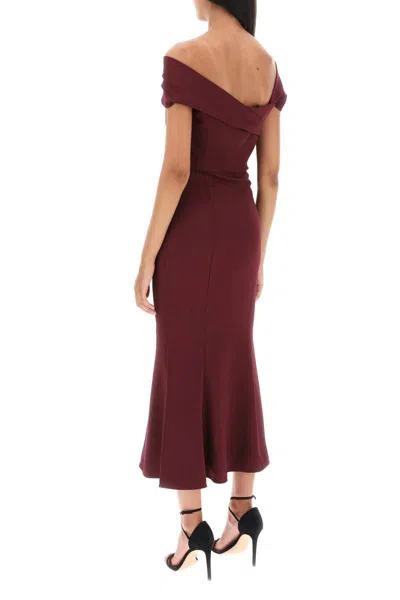 Shop Roland Mouret Stretch Cady Midi Dress With Twisted Detail In Viola